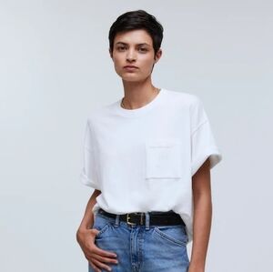 Madewell Garment-Dyed Oversized Pocket Tee White